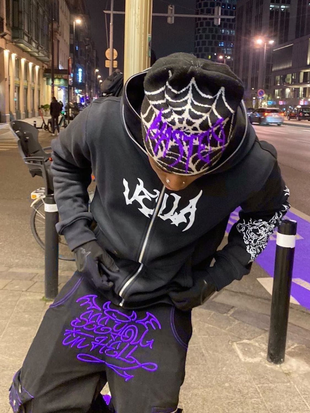 Men's Zip Up Letter Graphic Hoodie