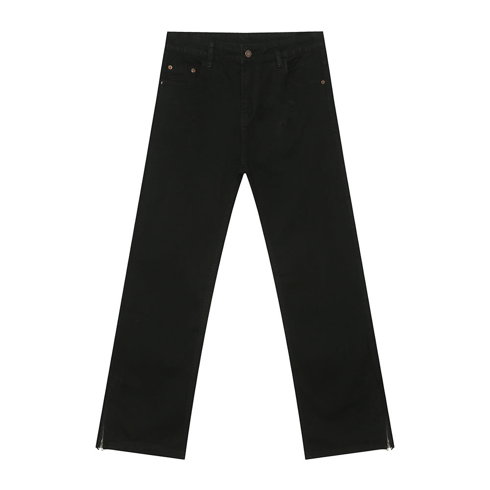 Side Zipper Slim Jeans