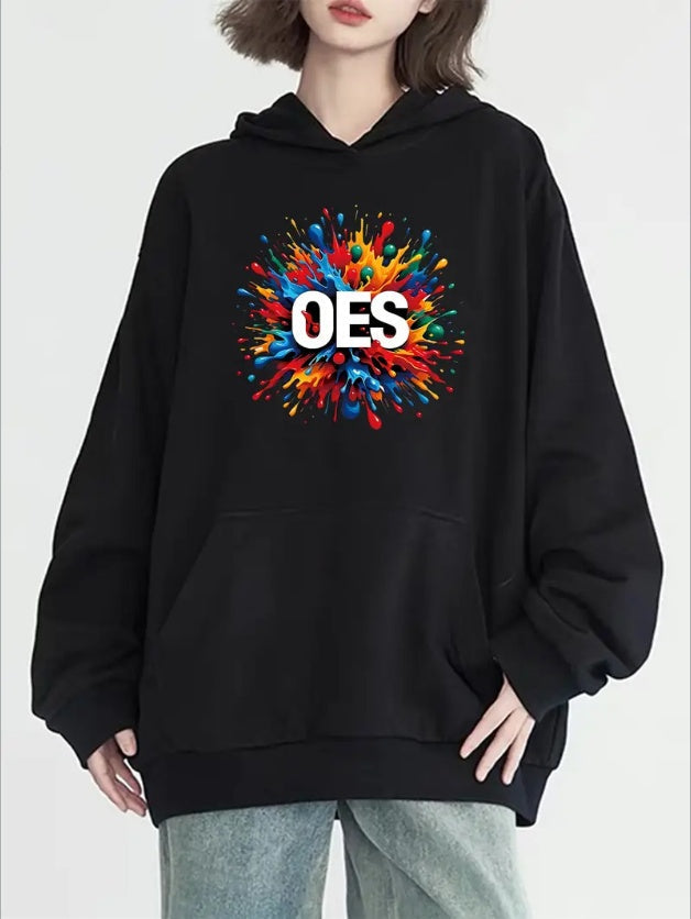 Women's Casual Hoodie With Unique Graphic Print & Kangaroo Pocket - Cozy Long Sleeve Pullover, Machine Washable