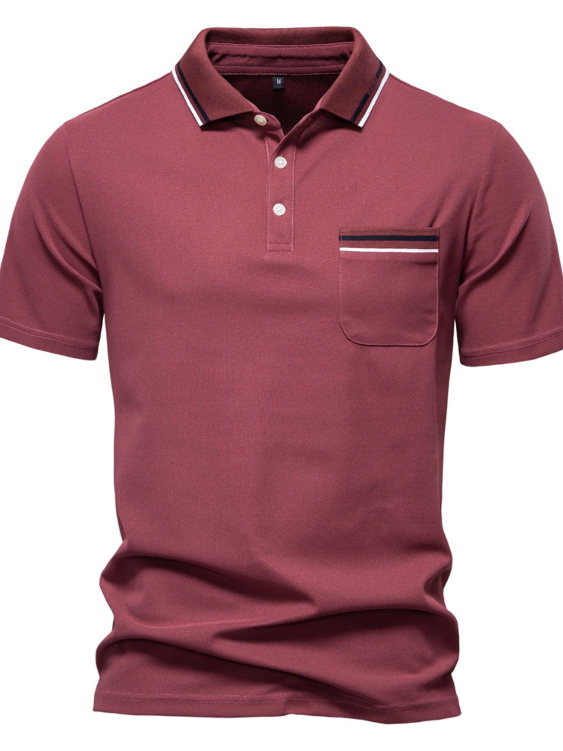 Men's Short Sleeve Collared Neck Striped Polo