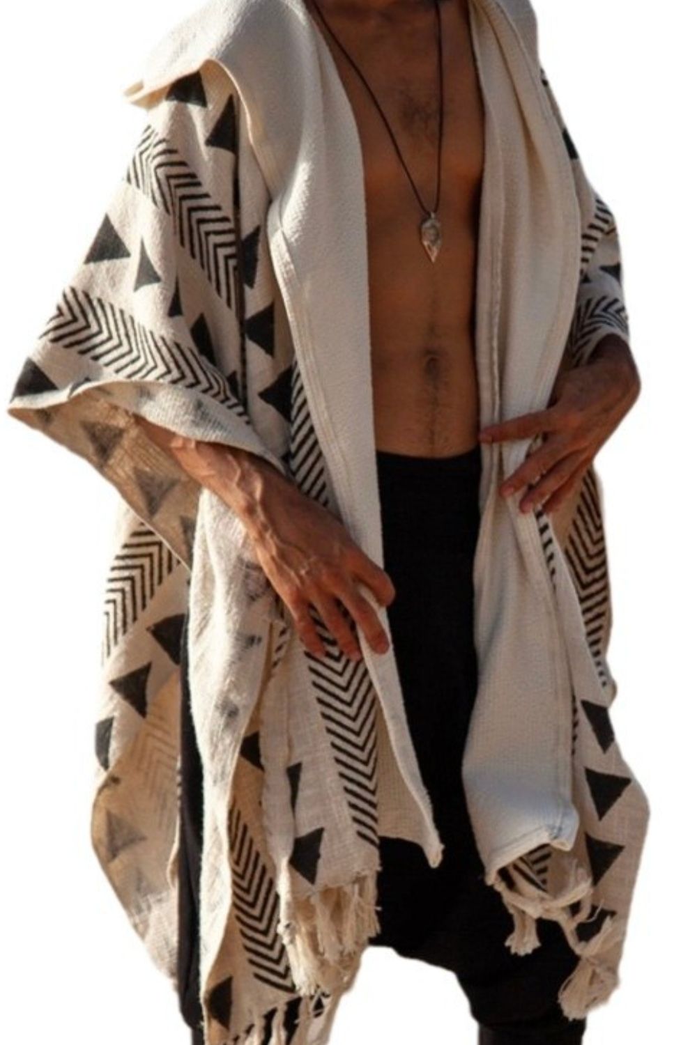 Men's Open Front Printed Cover-Up