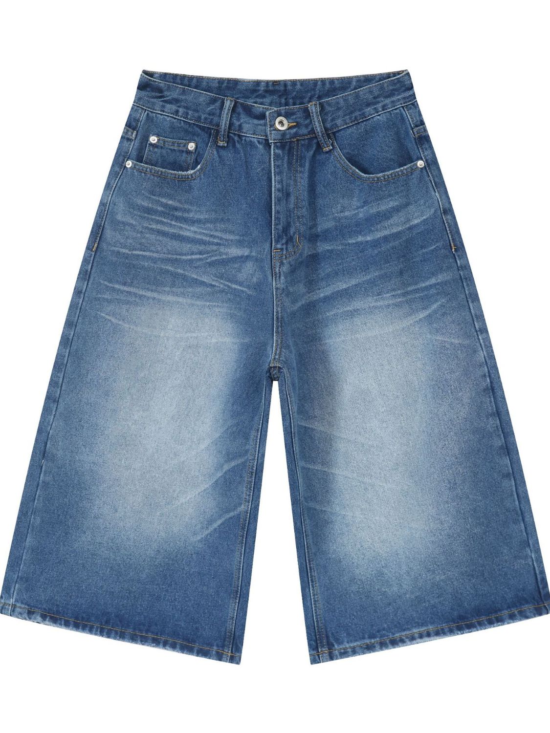 Men's Washed Denim Shorts with Pockets