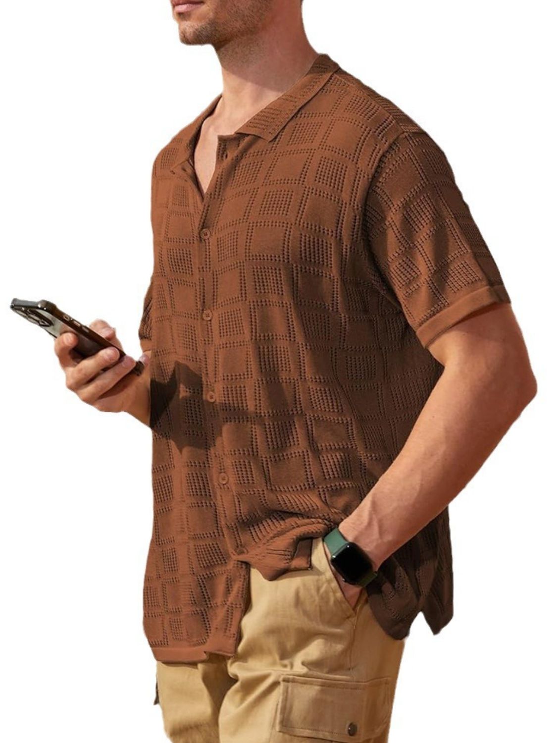 Men's Full Size Button Down Short Sleeve Plus Size