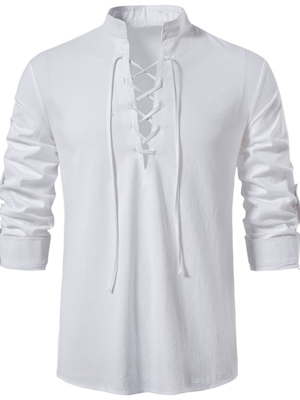 Men's Lace Up Long Sleeve Blouse