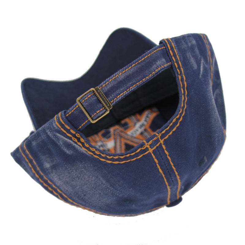 Embroidered letter M denim baseball cap