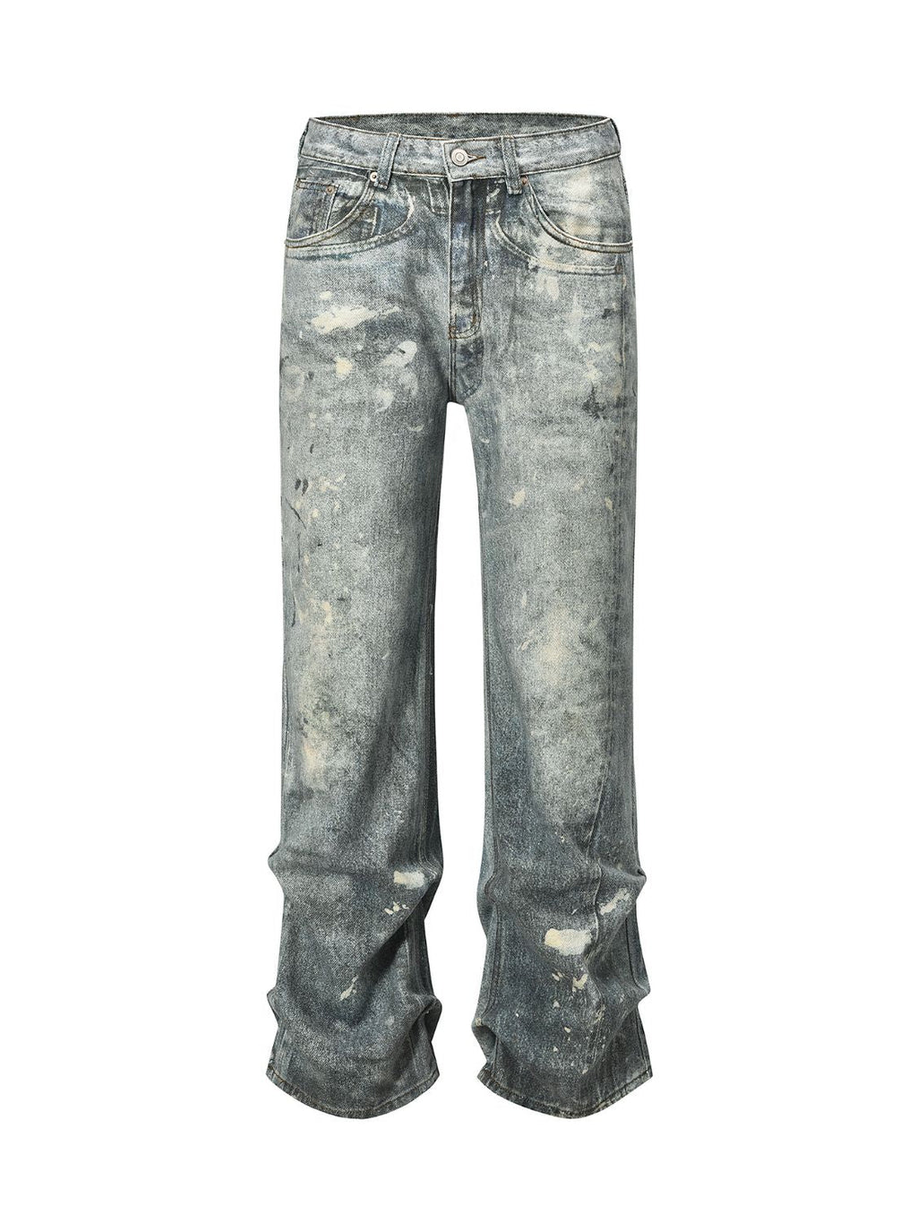 Men's Washed Printed Straight Jeans