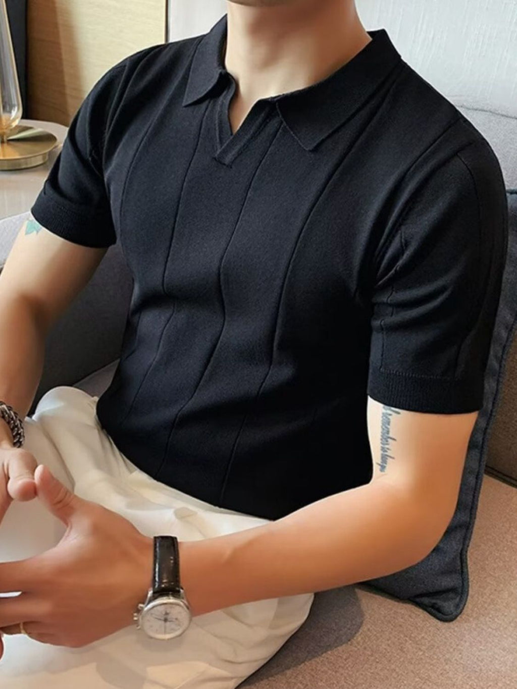 Men's Plus Size Collared Neck Short Sleeve Polo