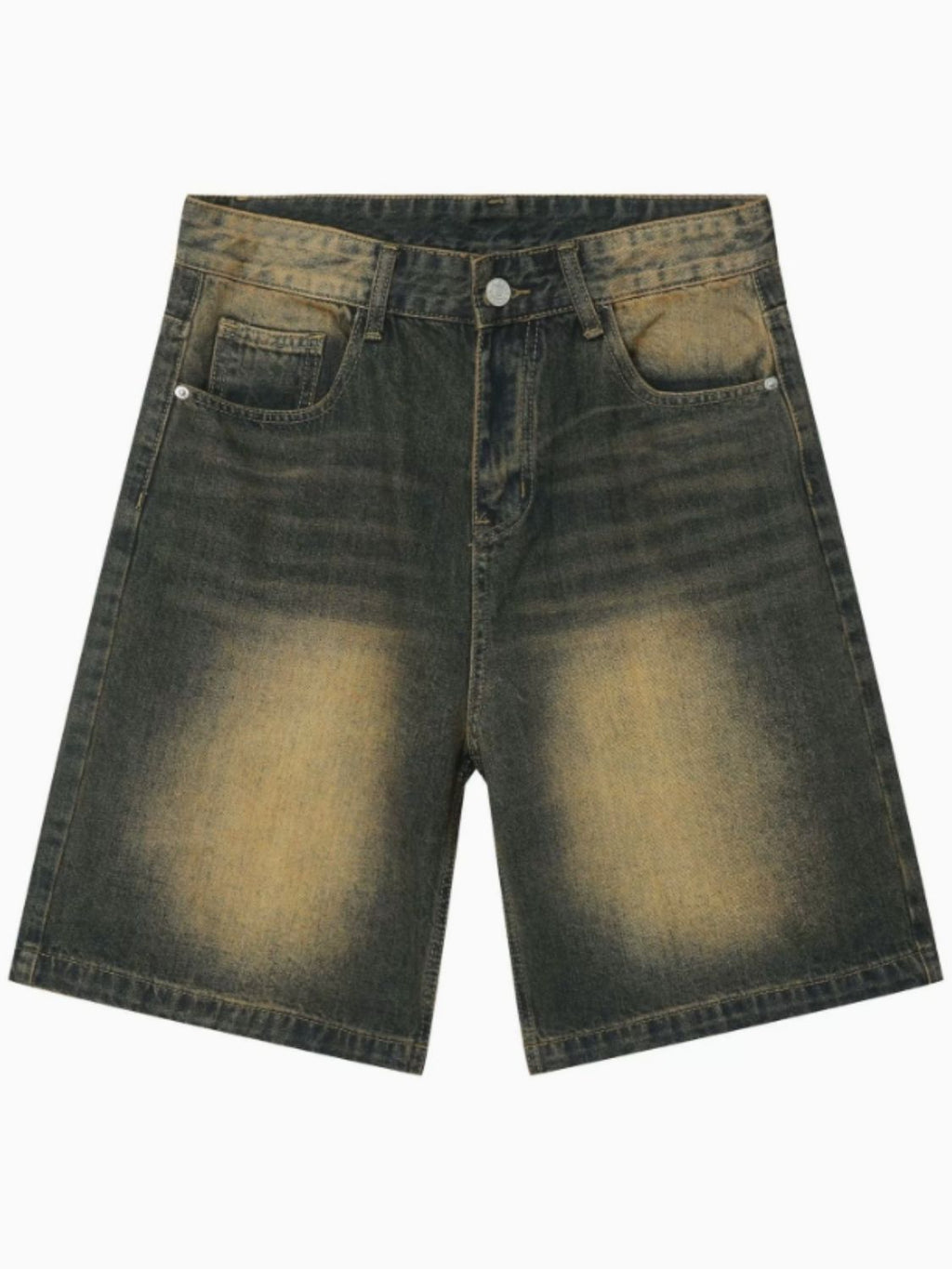 Men's Washed Denim Shorts with Pockets