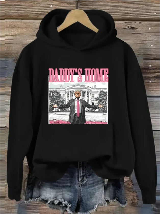 Women'S Casual Hoodie With Rib-Knit Collar - Knit Fabric Fall Winter Sweatshirt Featuring Alphabet, Floral, Portrait, Cartoon, Slogan, Flag, Architectural, Location Patterns - Fashion Hooded