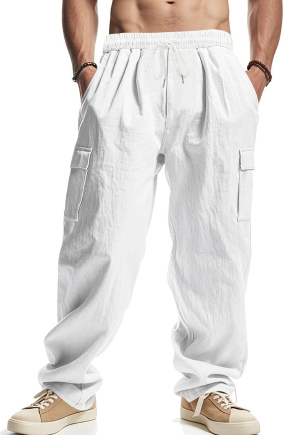 Men's Full Size Drawstring Pants with Pockets Plus Size