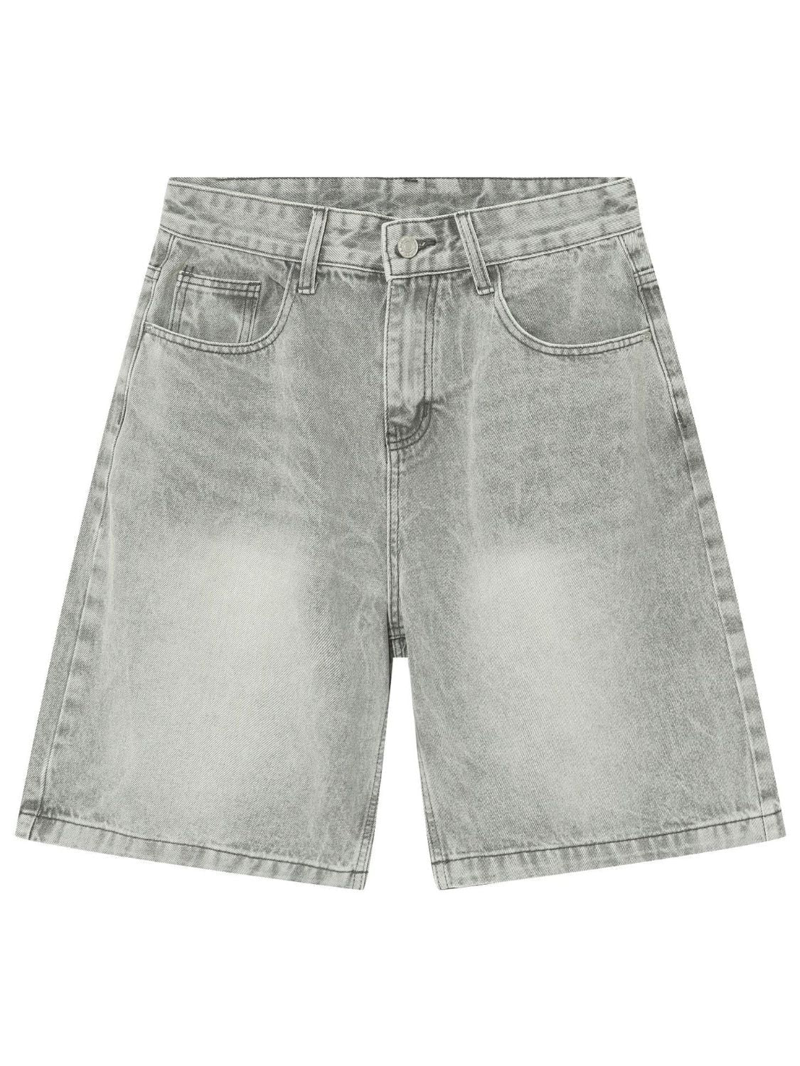 Men's Washed Denim Shorts with Pockets