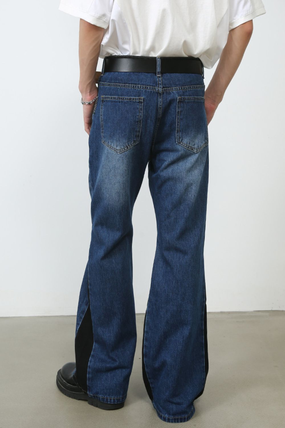 Men's Contrast Bootcut Jeans with Pockets