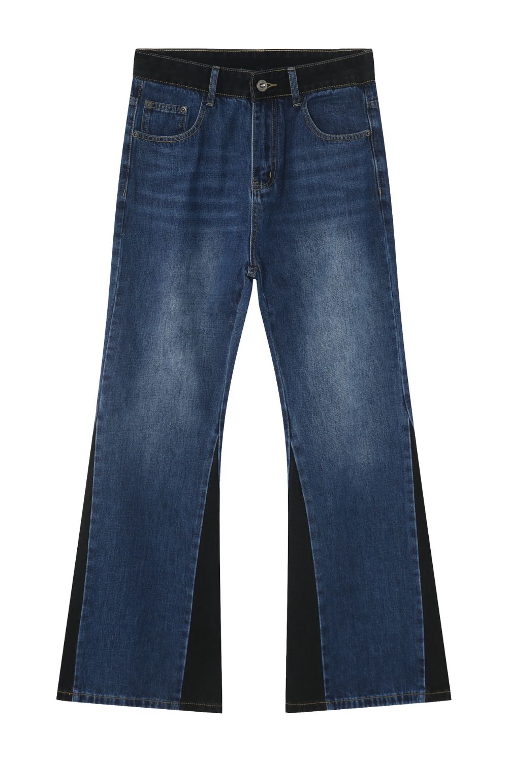 Men's Contrast Bootcut Jeans with Pockets