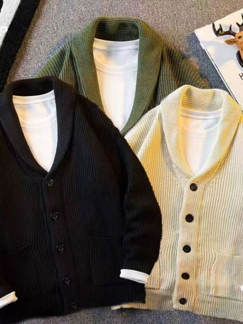 Men's Plus Size Button Down Long Sleeve Cardigan