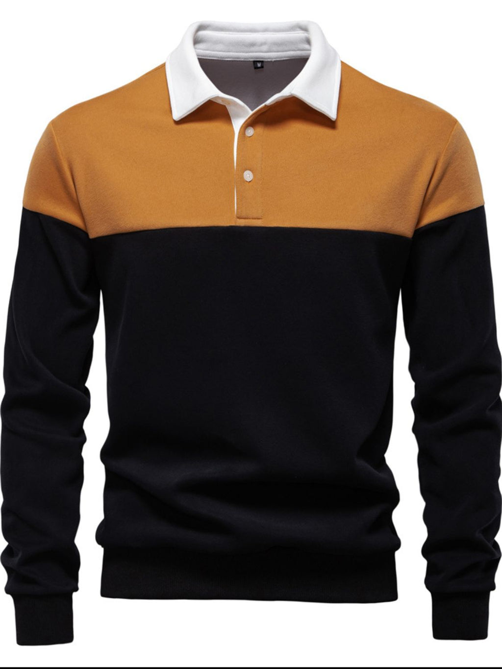 Men's Collared Neck Contrast Long Sleeve Polo