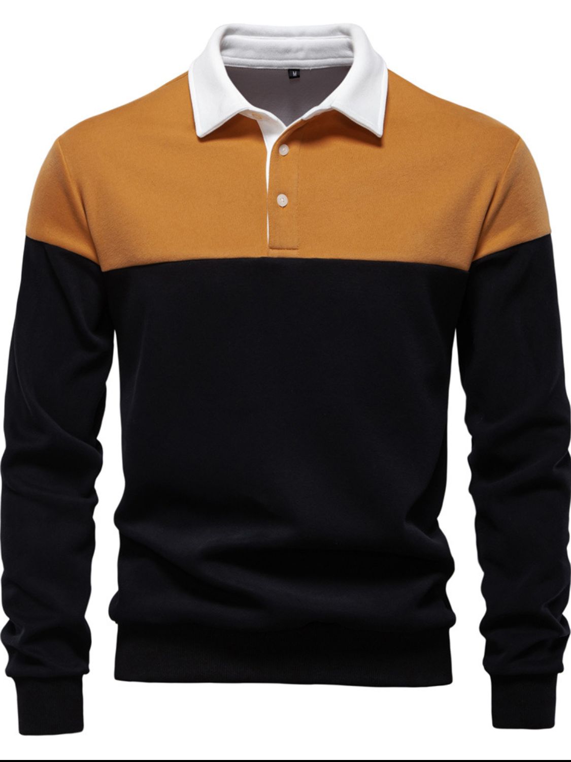 Men's Collared Neck Contrast Long Sleeve Polo