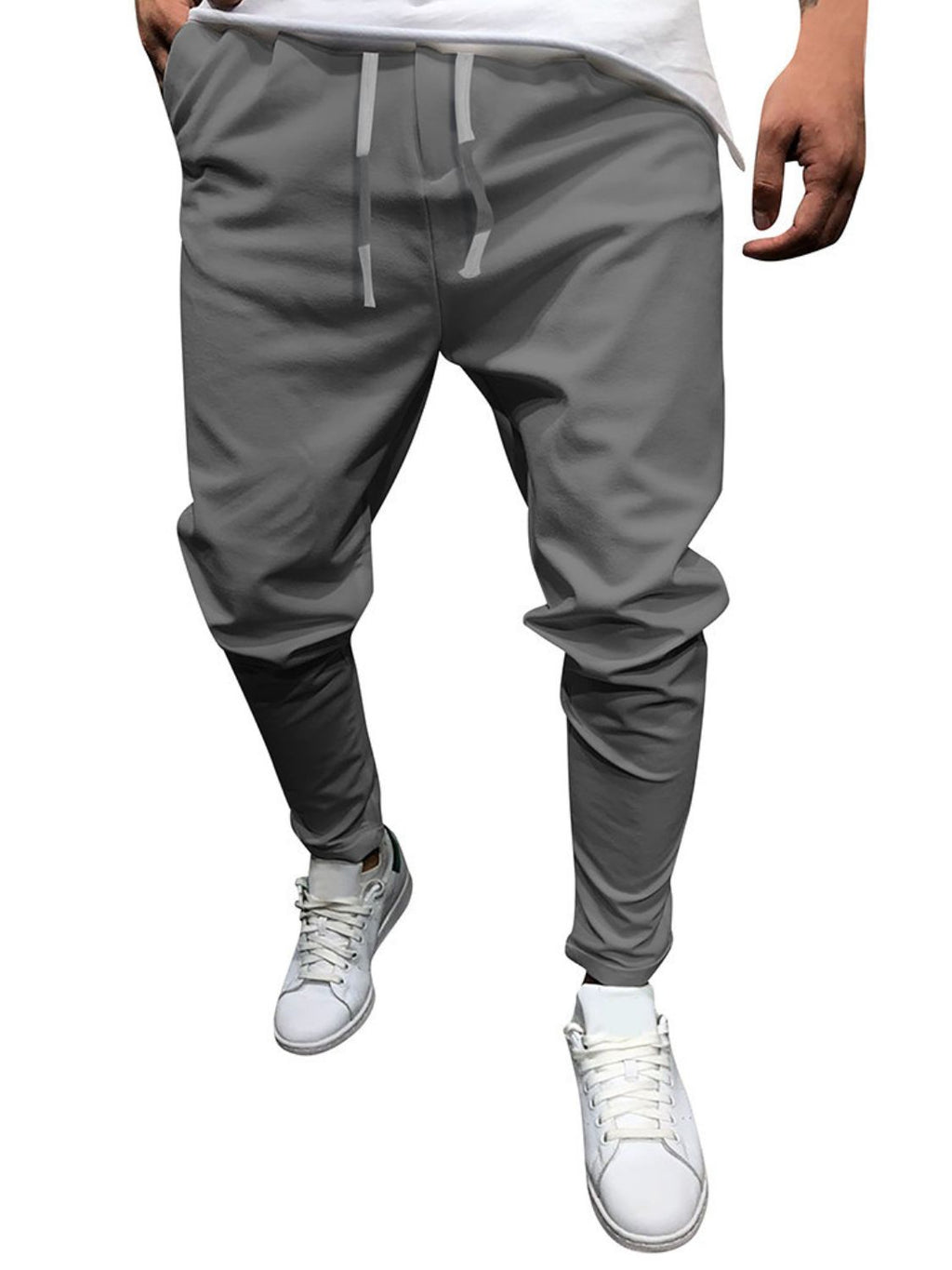 Men's Plus Size Drawstring Cropped Slim Pants