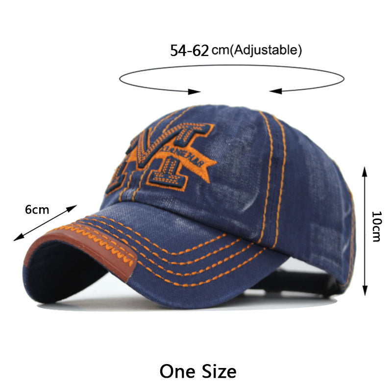 Embroidered letter M denim baseball cap