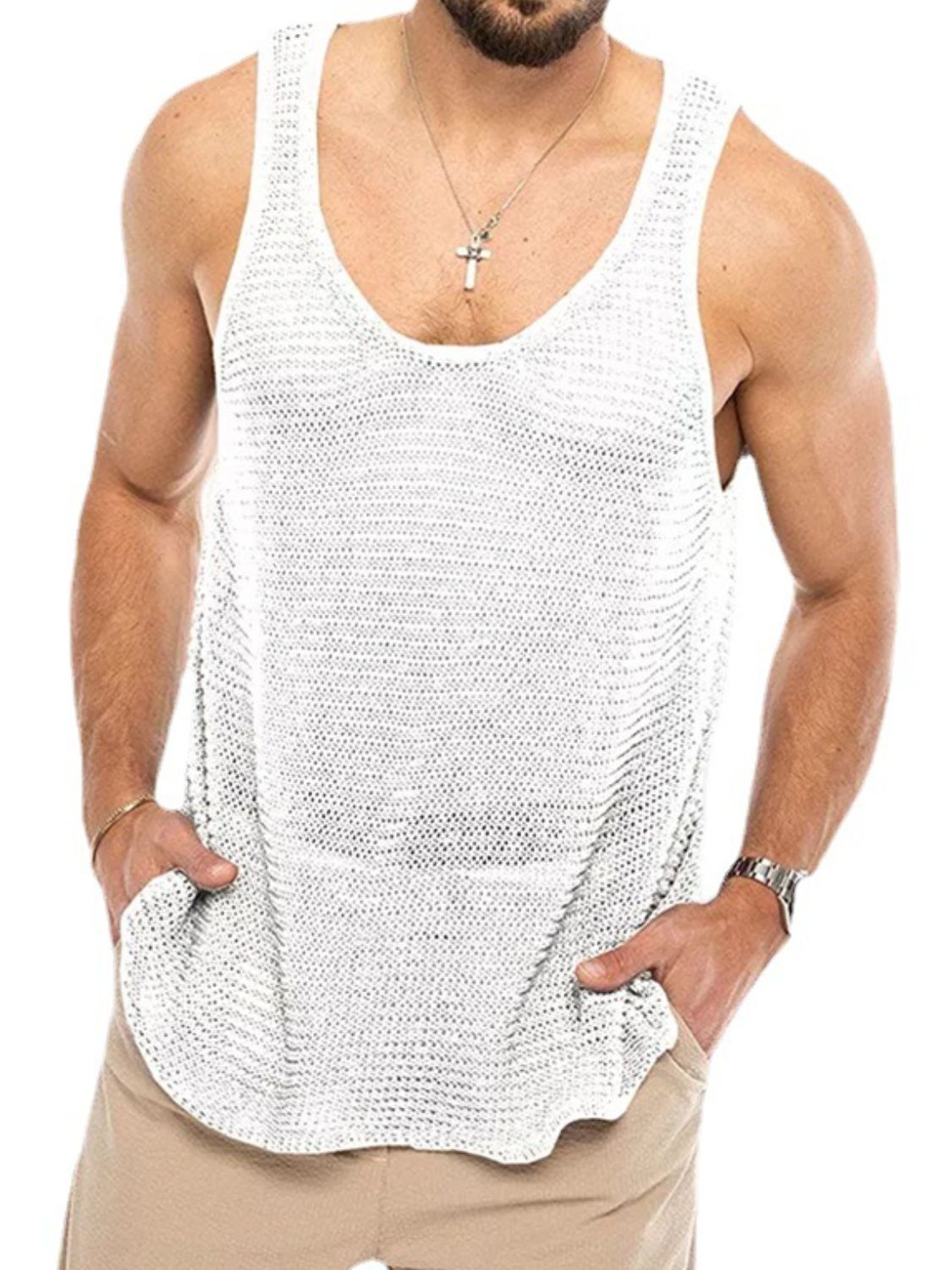 Men's Plus Size Scoop Neck Knit Tank