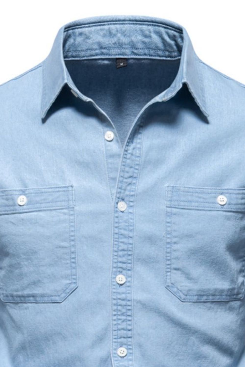 Men's Collared Neck Long Sleeve Denim Shirt