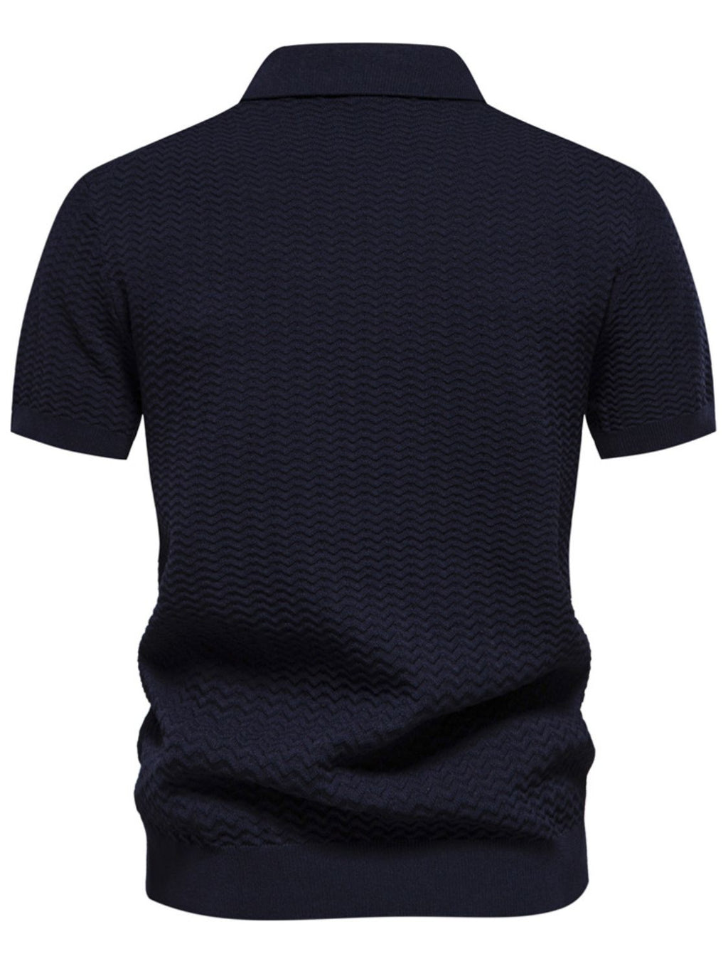 Men's Collared Neck Striped Texture Knit Polo