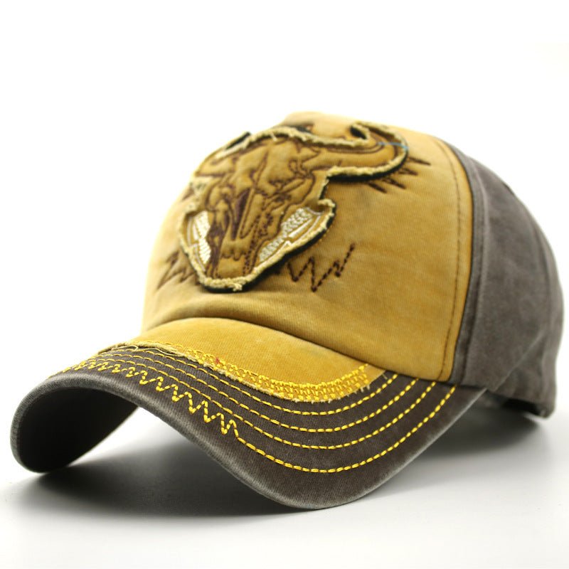 Washed Bull Head Baseball Cap