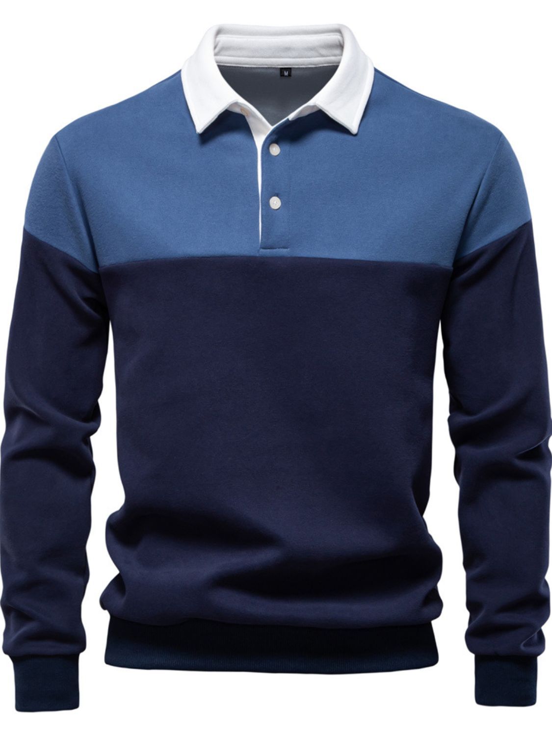 Men's Collared Neck Contrast Long Sleeve Polo