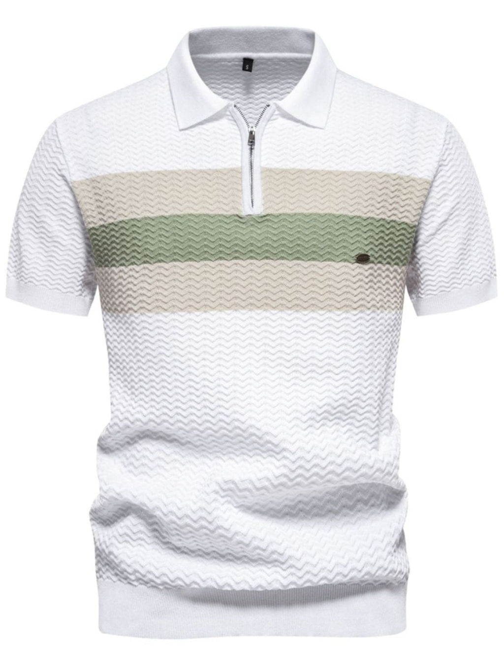 Men's Collared Neck Striped Texture Knit Polo