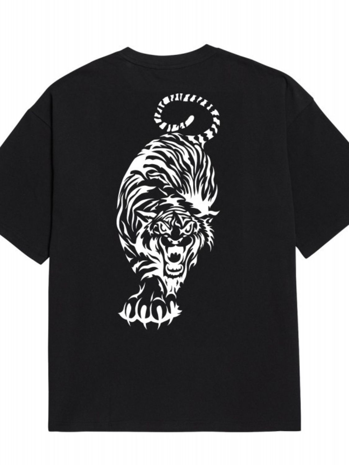 Men's Plus Size Tiger Round Neck Short Sleeve T-Shirt