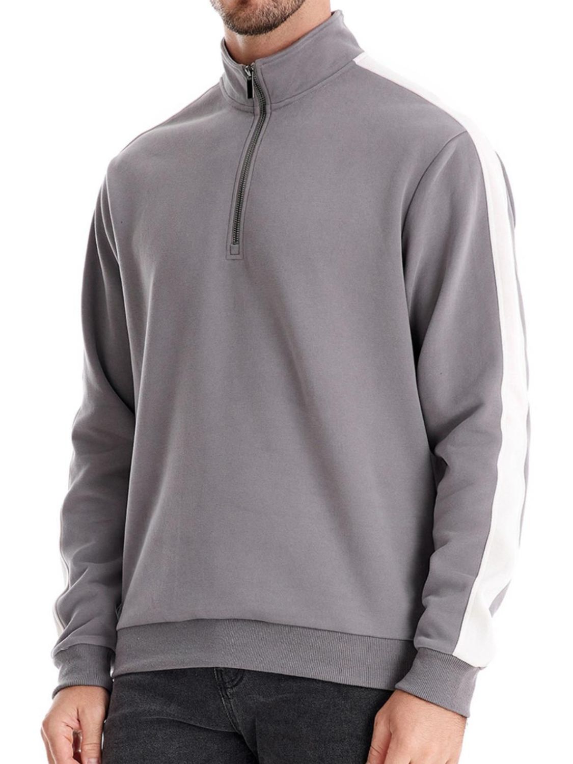 Men's Contrast Striped Long Sleeve Sweatshirt