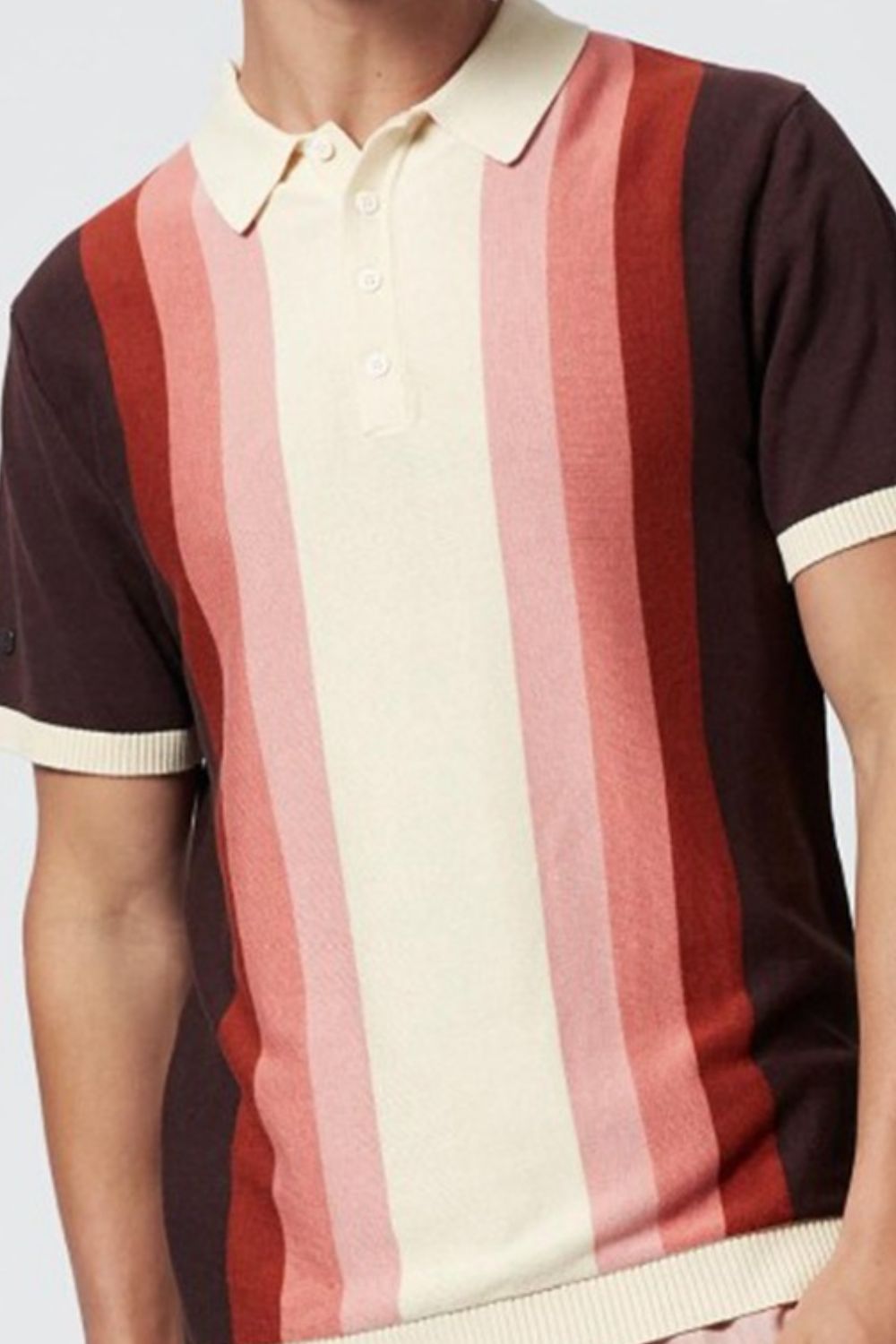 Men's Plus Size Contrast Striped Short Sleeve Polo