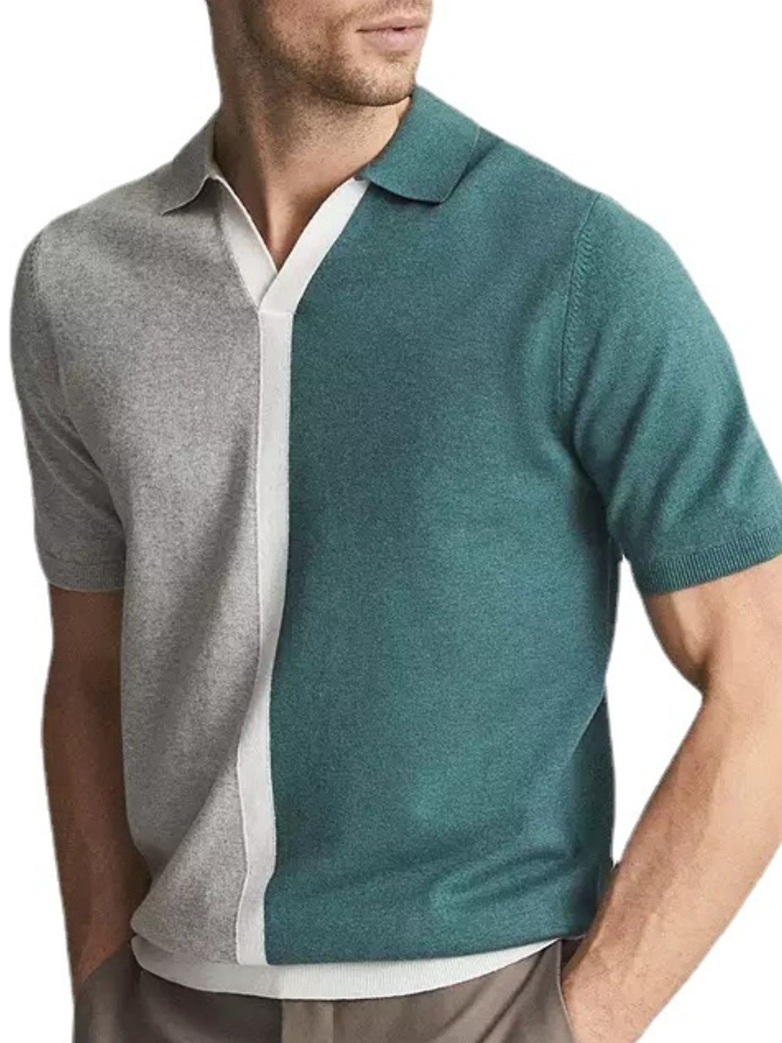 Men's Plus Size Color Block Short Sleeve Polo