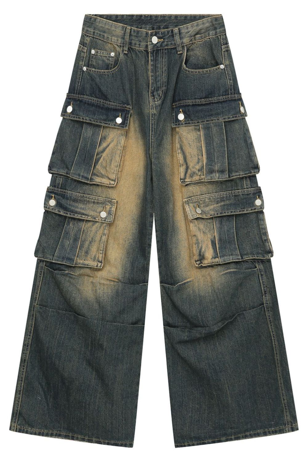 High Waist Jeans with Cargo Pockets