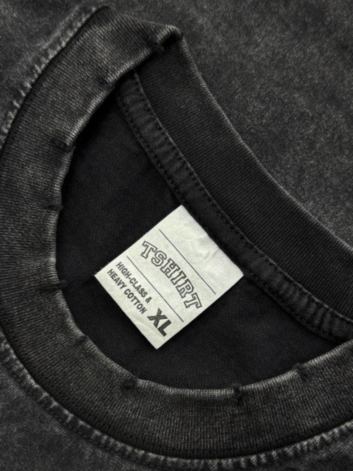 Men's Full Size Round Neck Washed T-Shirt Plus Size