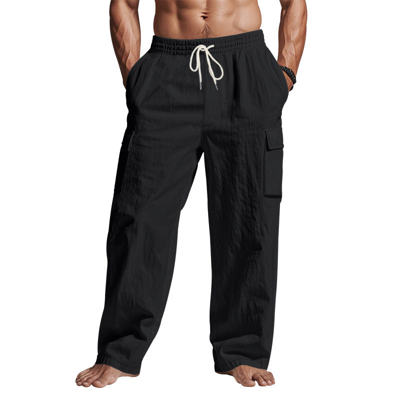 Men's Full Size Drawstring Pants with Pockets Plus Size