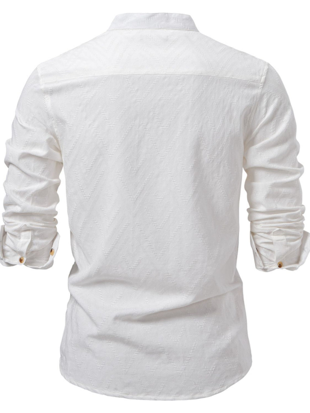 Men's Half Button Geometric Texture Collared Neck Shirt