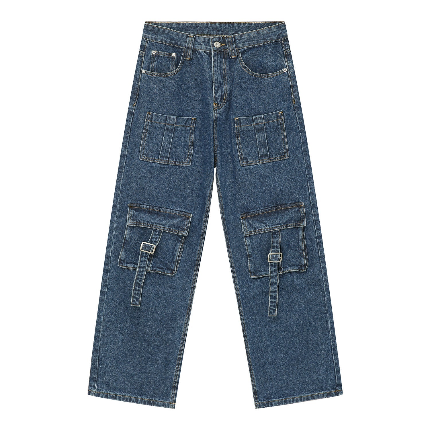 Mid Rise Men's Jeans with Cargo Pockets