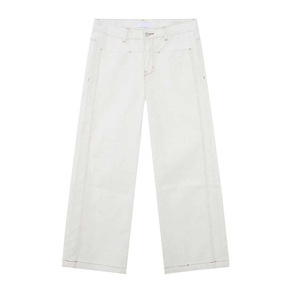 Straight Leg Jeans with Stitch Detail