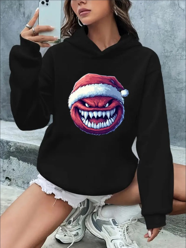 Women's Casual Hoodie With Unique Graphic Print - Drawstring, Polyester, Machine Washable - Perfect For Fall & Winter