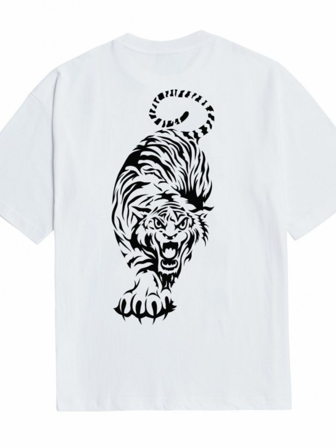 Men's Plus Size Tiger Round Neck Short Sleeve T-Shirt