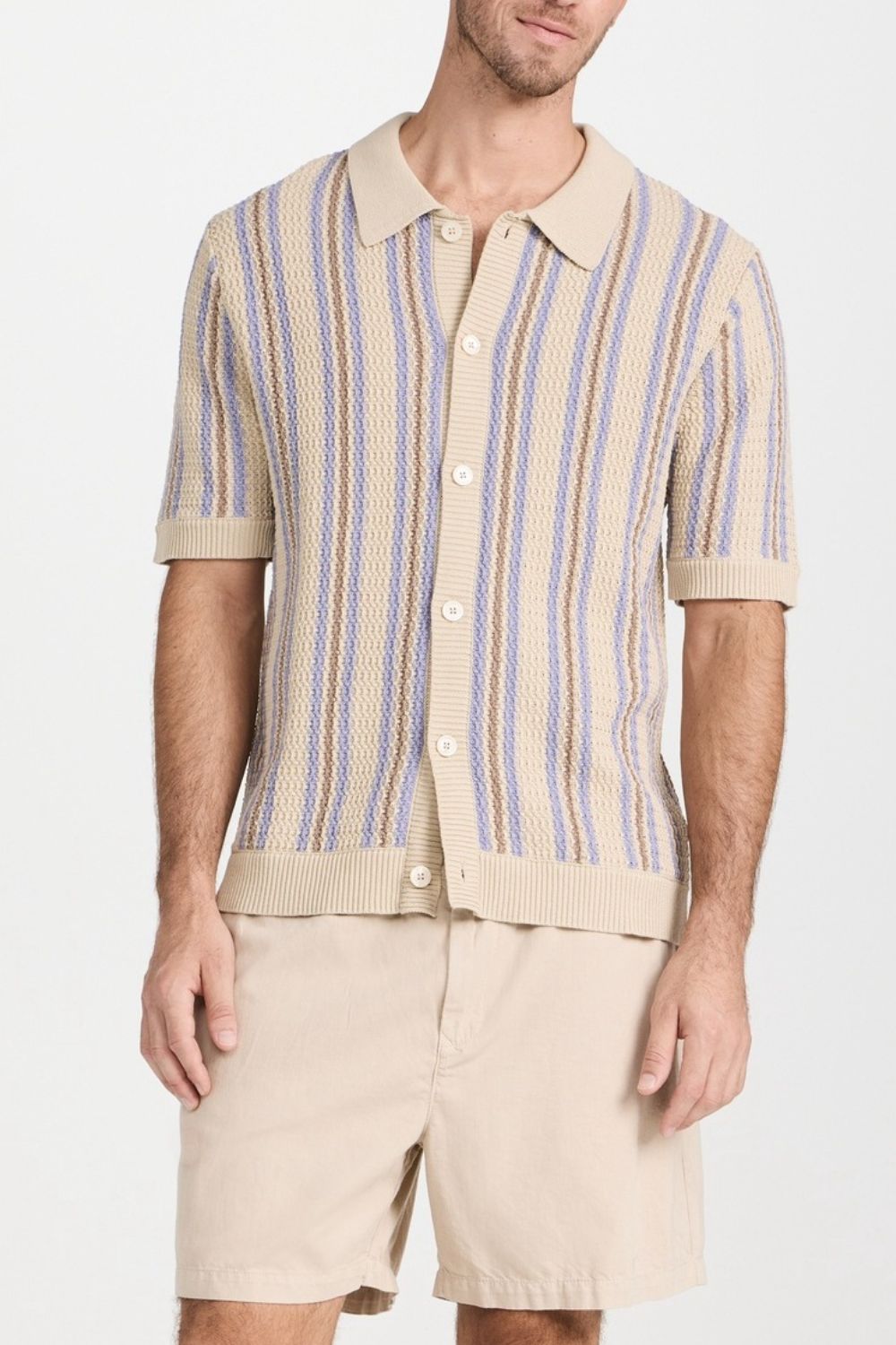 Men's Plus Size Striped Button Down Short Sleeve Shirt