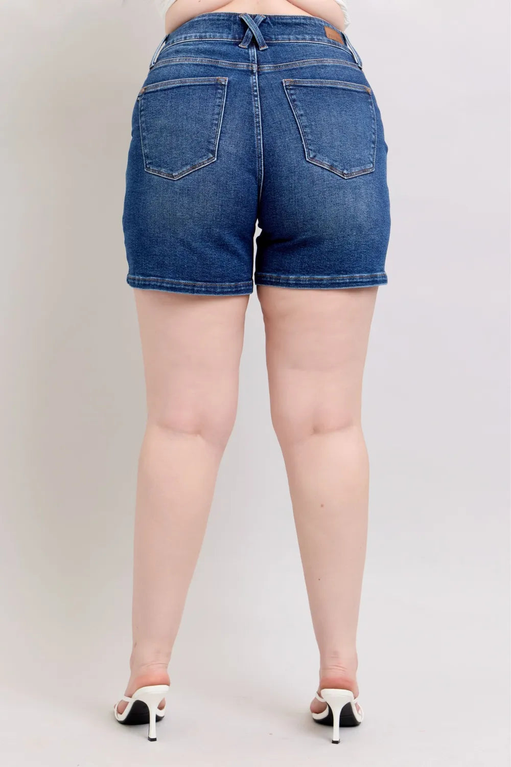 Judy Blue Full Size Double Button Waistband Denim Shorts Plus Size