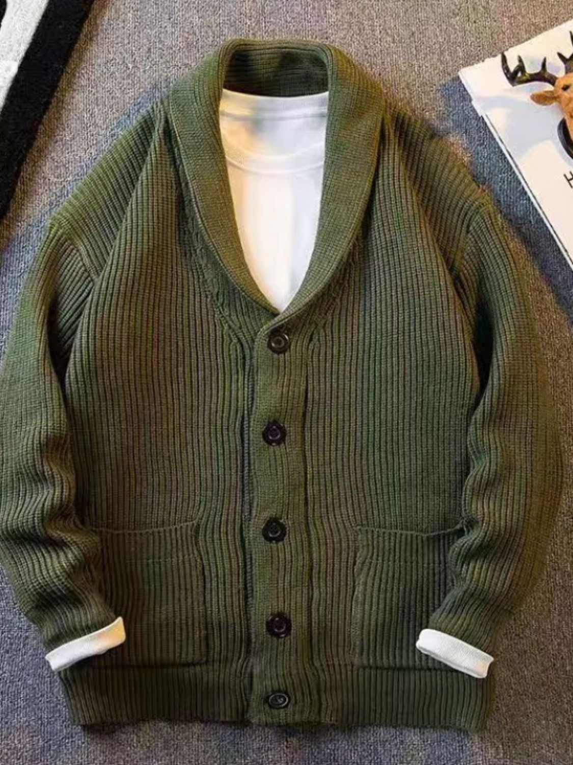 Men's Plus Size Button Down Long Sleeve Cardigan