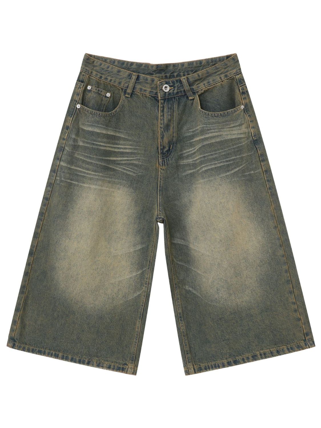 Men's Washed Denim Shorts with Pockets