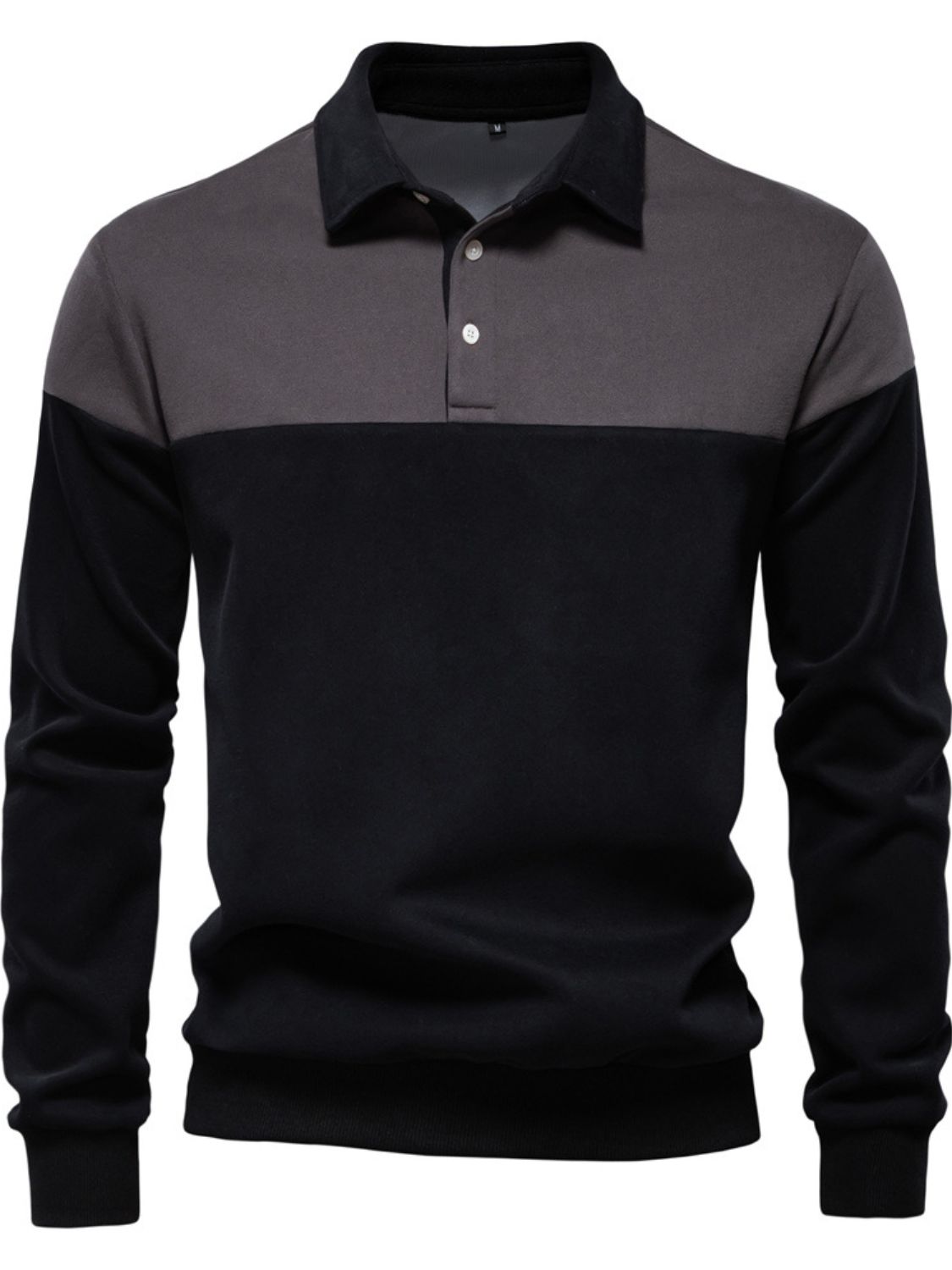 Men's Collared Neck Contrast Long Sleeve Polo