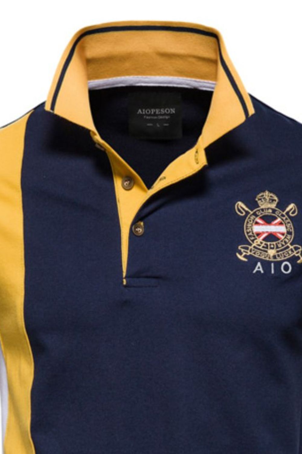 Men's Embroidered Collared Neck Striped Contrast Polo