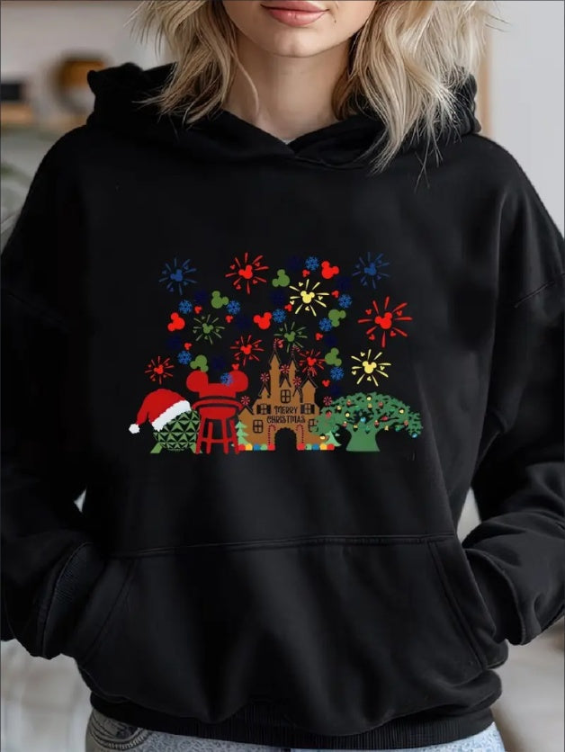 Christmas Family Matching, Very Merry Christmas Party Cozy Classic Print Pullover Hoodie, Casual Long Sleeve Hoodie For Sprots
