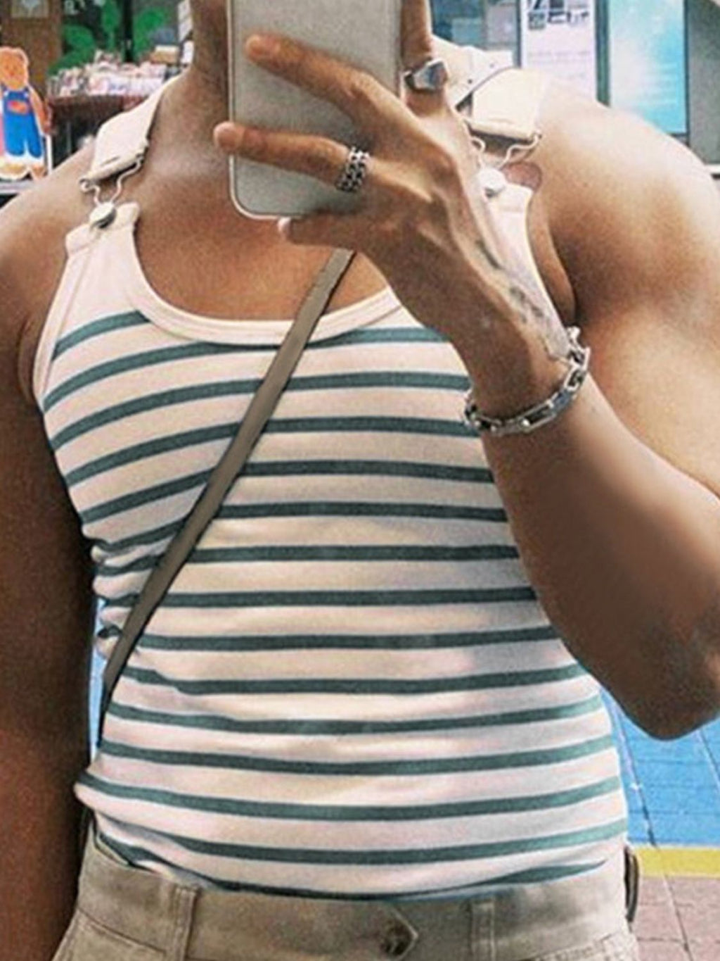 Men's Striped Wide Strap Tank
