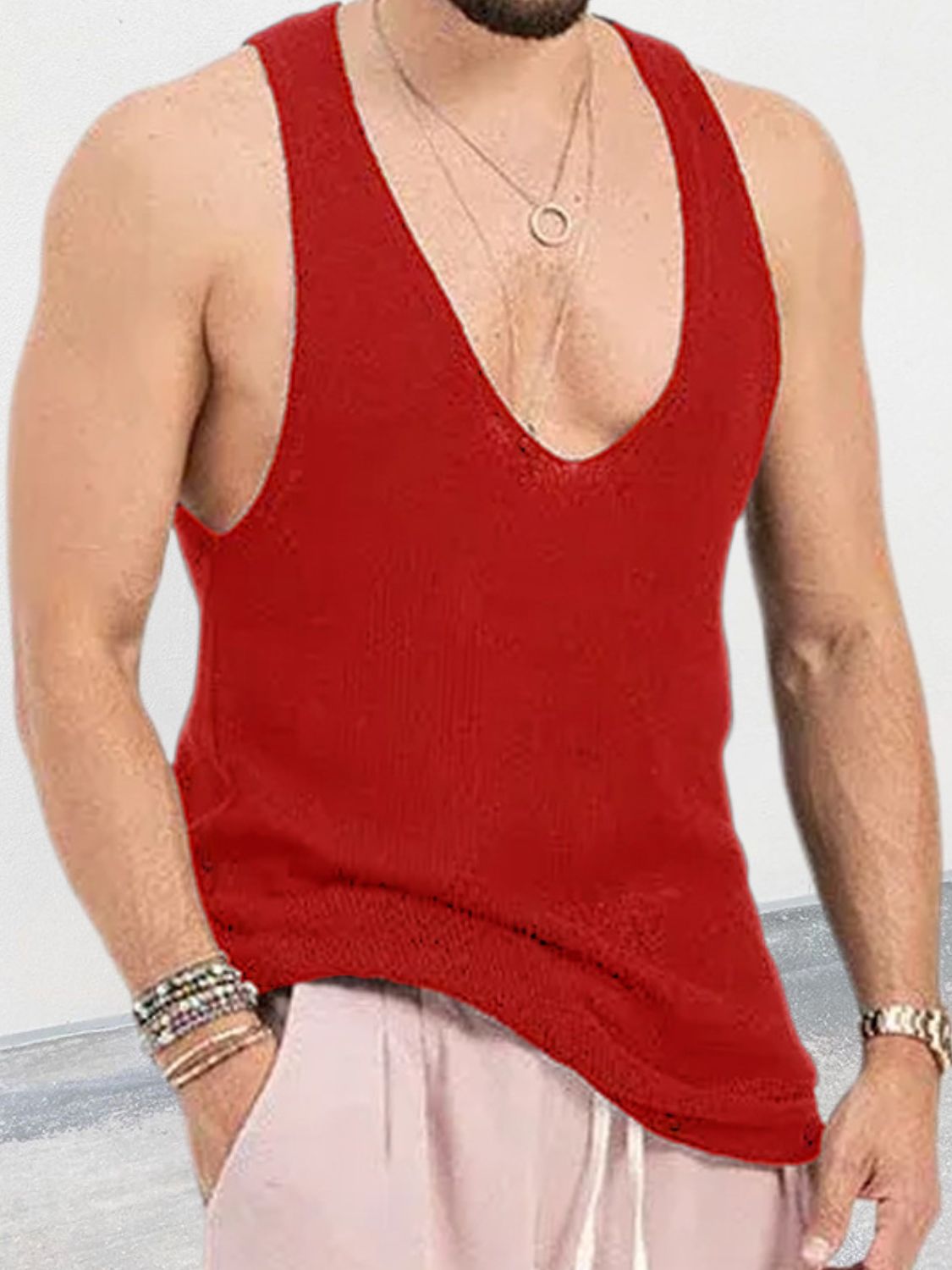 Men's Scoop Neck Knit Tank