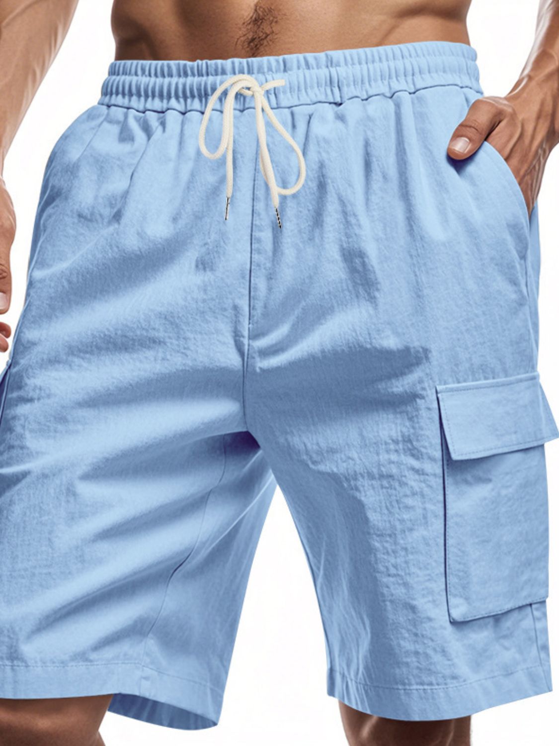 Men's Full Size Drawstring Shorts with Cargo Pockets Plus Size